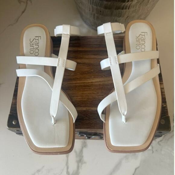 Franco Sarto Faux Leather Strappy Thong  Sandals in White - Picture 2 of 8